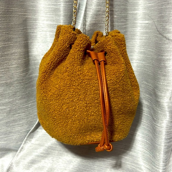 Handbags - Brown Sherpa Drawstring Crossbody bag